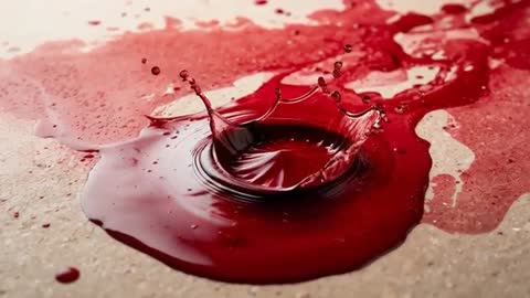 Crimson Liquid Crown Splashing in Slow Motion on Beige Textured Surface for Ads