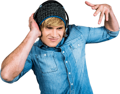 Cheerful Young Man Enjoying Music with Style in Transparent Background - Download Free Stock Videos Pikwizard.com