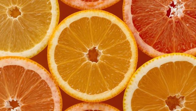 Vibrant citrus slices arranged in tiled pattern