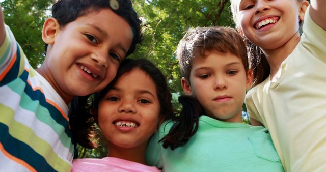 Happy Diverse Group of Children Smiling Outdoors - Download Free Stock Images Pikwizard.com