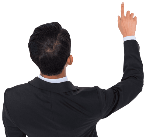 Biracial Businessman Pointing Upwards on Transparent Background - Download Free Stock Videos Pikwizard.com