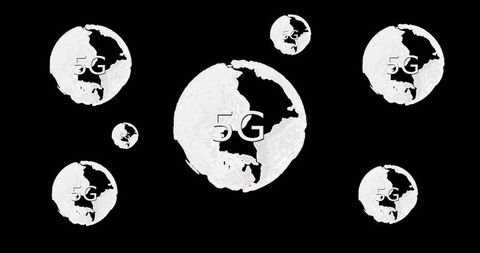 Digital 5G Globe Network on Black Background