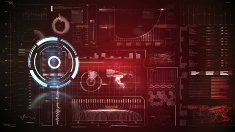 Futuristic Digital Interface with Technological Data Visualizations