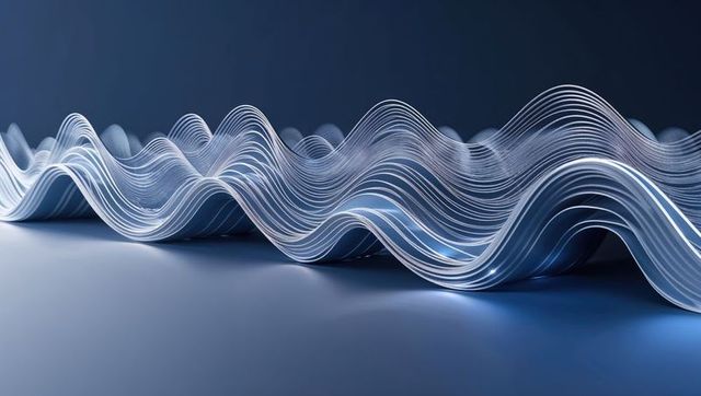 Futuristic Digital Waveforms on Reflective Surface