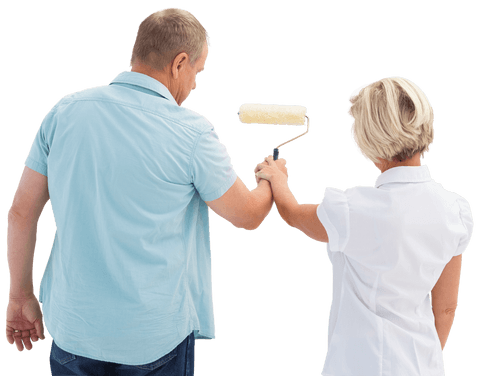 Transparent Image of Happy Older Couple Painting Home Together - Download Free Stock Videos Pikwizard.com