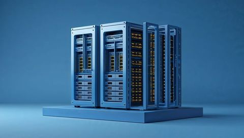 Server racks with led lights in modern data center environment for website designs