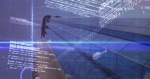 Digital Data Processing with Futuristic Skyscraper Background