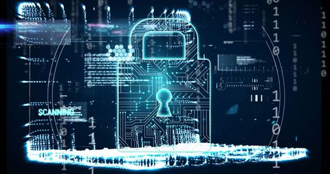 Futuristic Digital Padlock with Binary Code for Cybersecurity - Download Free Stock Images Pikwizard.com