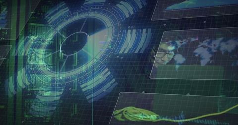 Futuristic Data Center with Hologram Interface and Digital Visualization