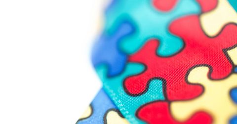 Vibrant puzzle piece pattern with soft focus