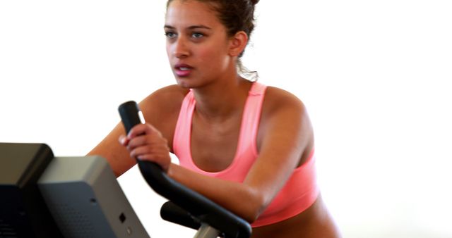 Determined Woman Exercising on Treadmill in Gym - Download Free Stock Images Pikwizard.com