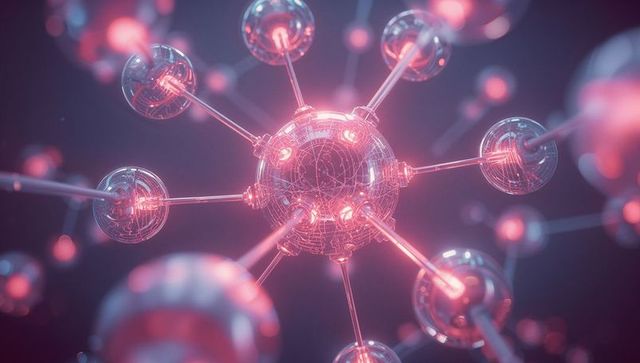 Futuristic Digital Network with Glowing Red Spheres