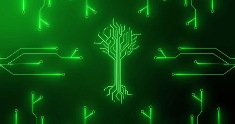 Futuristic Digital Tree Circuit Design on Green Background - Download Free Stock Images Pikwizard.com