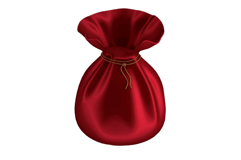 Claret Gift Bag with Golden Bow on Transparent Background