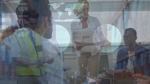 Diverse Team Analyzing Global Business Data in Office Meeting