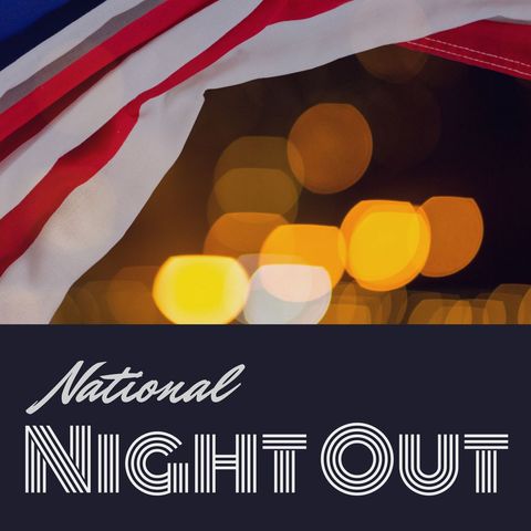 National night out celebration with american flag and lights