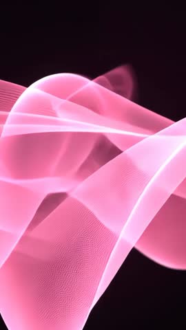 Looping Pink Ribbon Flowing from Dual Arcs into Diagonal Wave Vertical Motion Background