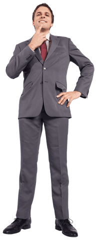 Confident Caucasian Businessman in Elegant Suit on Transparent Background