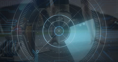 Futuristic Interface with Caucasian Paralympic Athlete