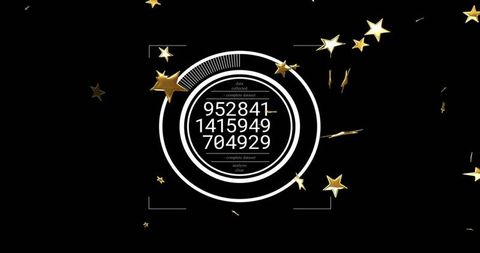 Futuristic hud data dashboard with concentric progress ring and gold star accents