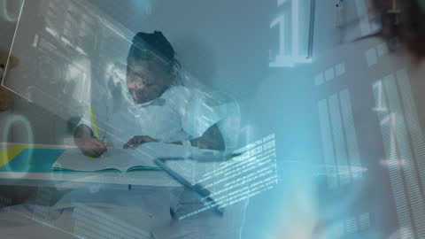 Businessman Navigating Global Data with Laptop