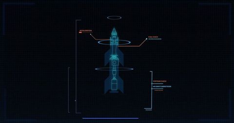 Digital Interface Highlighting Rocket Design with Data Analysis