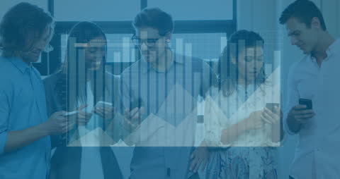 Diverse Business Team Analyzing Data on Phones