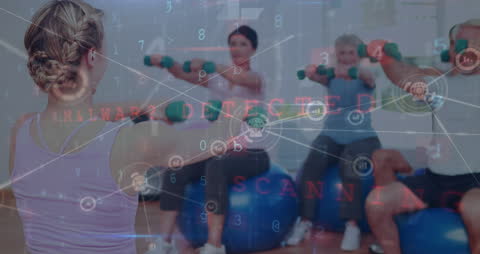 Digital Fitness Class with Network Overlay and Technology Elements