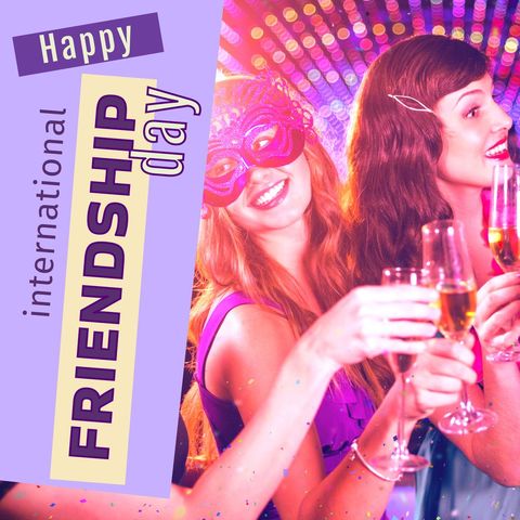 Young Women Celebrating with Champagne on Friendship Day