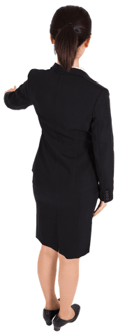 Asian Businesswoman Pointing from Back Transparent Background
