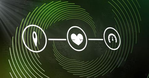 Innovative technology icons on green digital interface background