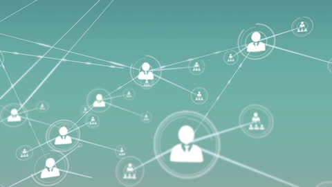 Digital Network Connections Overlay on Green Background