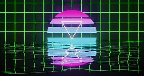 Retro Futuristic Vibe with Neon Elements and Reflection - Download Free Stock Images Pikwizard.com