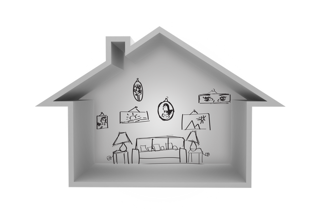 Digital Illustration of House with Wall Drawings on Transparent Background - Download Free Stock Videos Pikwizard.com