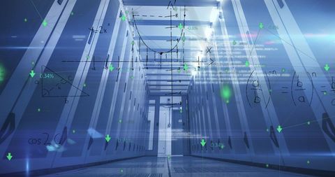 Futuristic Data Processing Against High-Tech Server Room - Download Free Stock Images Pikwizard.com