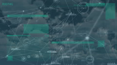 Digital Network Connections Over Cloud Background