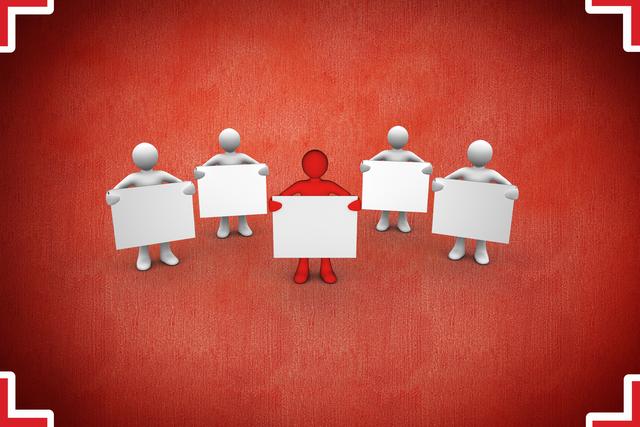 3D Characters Holding Blank Signs on Red Background - Download Free Stock Photos Pikwizard.com
