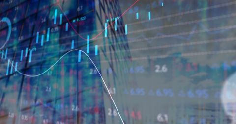 Stock Market Data Overlay on Urban Cityscape