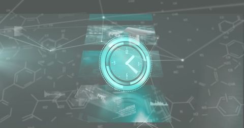 Digital Clock Displaying Time Over Futuristic Network Background - Download Free Stock Images Pikwizard.com
