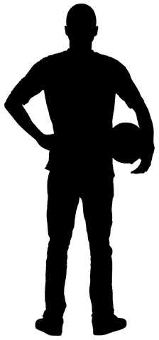 Transparent sports silhouette of man holding ball