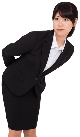 Thoughtful Asian Businesswoman Leaning on Transparent Surface