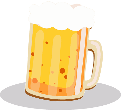 Frothy beer mug graphic with transparent background