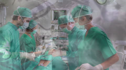 Diverse Surgical Team Working in Operating Room Amidst Pandemic