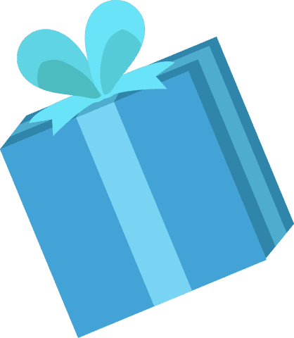3d stylized blue gift box with elegant light blue ribbon