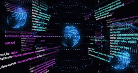 Digital Data Networks with Spinning Globe Icons - Download Free Stock Images Pikwizard.com