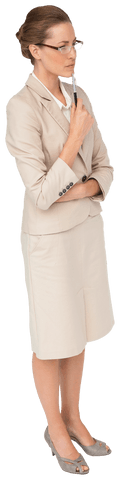 Transparent Businesswoman Thinking Posing Professionally