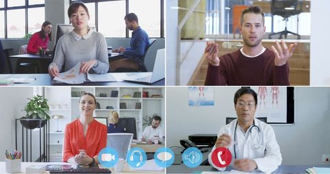 Video call interface connecting professionals remotely