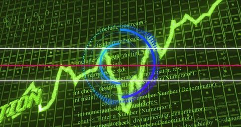 Futuristic Digital Interface with Upward Trend Graph and C++ Code - Download Free Stock Images Pikwizard.com