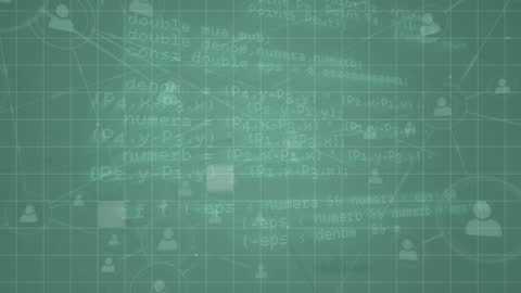 Global Network Connections and Data Processing Over Green Grid Background
