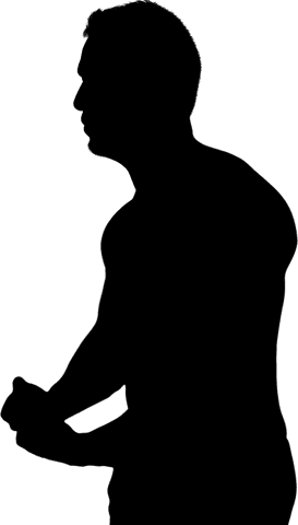 Flexing man silhouette vector on transparent background